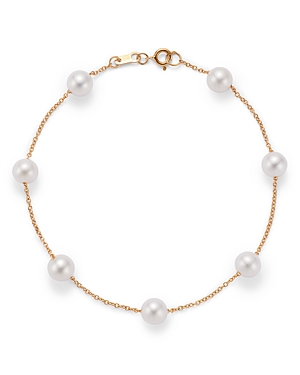 Bloomingdale's Cultured Freshwater Pearl Station Bracelet in 14K Yellow Gold - 100% Exclusive