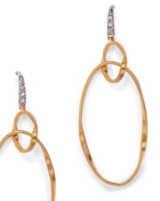 18K Yellow Gold Onde Double Link Hook Earrings