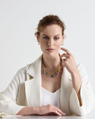 18K Yellow Gold Jaipur Amethyst Round Pendant