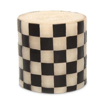 Mackenzie-Childs - 5" Check Pillar Candle, Black and Ivory