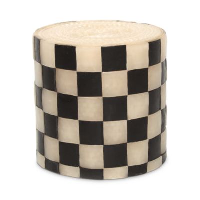 5" Check Pillar Candle, Black and Ivory