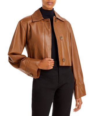 tan leather cropped jacket