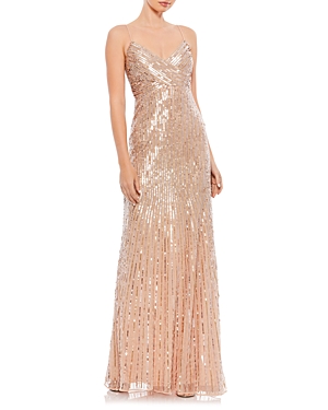 MAC DUGGAL SEQUIN CROSSOVER FRONT SPAGHETTI STRAP GOWN,10817