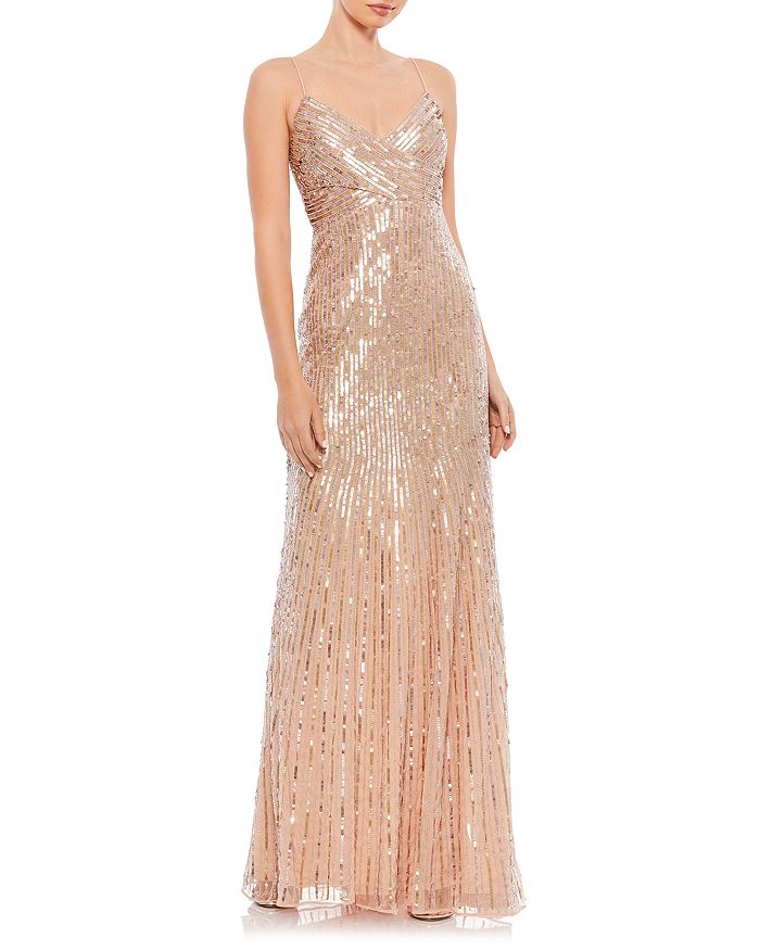 Mac Duggal Sequin Crossover Front Spaghetti Strap Gown | Bloomingdale's