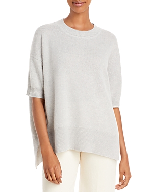 C By Bloomingdale's Short Sleeve Cashmere Sweater - 100% Exclusive In Light Gray