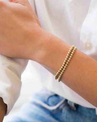 14K Yellow Gold Beaded Stretch Bracelet