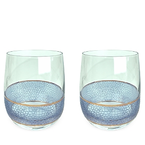 Michael Wainwright Set Of 2 Panthera Glass Rock Glasses In Platinum