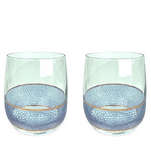 Shop Michael Wainwright Set Of 2 Panthera Glass Rock Glasses In Indigo