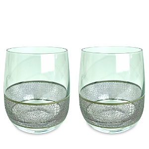 Shop Michael Wainwright Set Of 2 Panthera Glass Rock Glasses In Silver