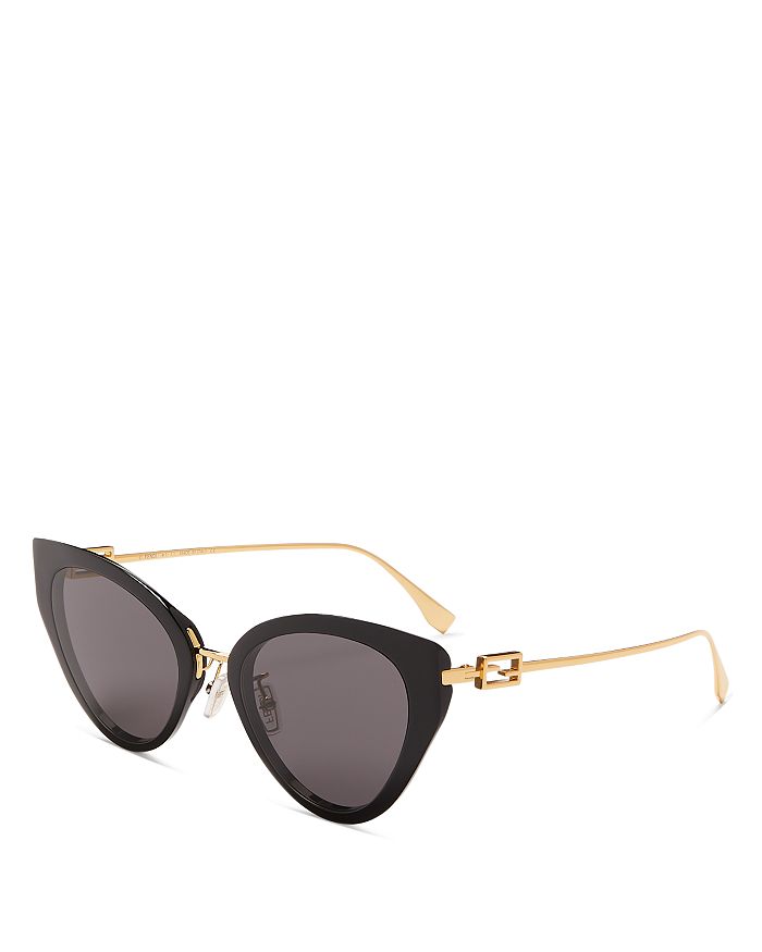 Fendi Women's Cat Eye Sunglasses, 54mm In Shiny Black  / Smoke