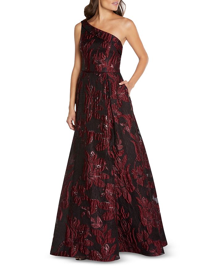 Aidan Mattox Floral Jacquard One Shoulder Gown | Bloomingdale's