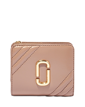 Marc Jacobs Compact Leather Wallet In Dusty Beige/gold