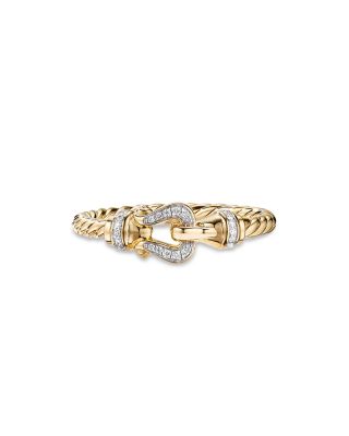 Petite Buckle Ring in 18K Yellow Gold with Diamonds