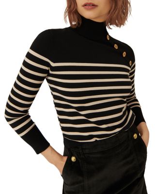 black and white striped turtleneck womens