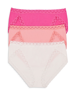 Natori Bliss French Cut Bikinis, Set Of 3 In Rosebloom/pink Icing/white