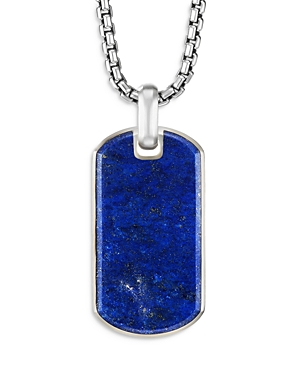 David Yurman Sterling Silver Chevron Lapis Lazuli Tag In Blue/silver