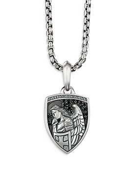 David Yurman - Men's Sterling Silver St. Michael Medallion Amulet with Pavé Black Diamonds