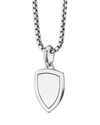 Men's Sterling Silver St. Michael Medallion Amulet with Pav&eacute; Black Diamonds