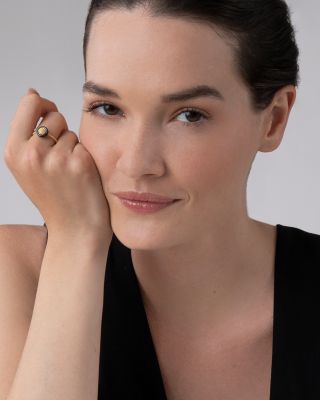 Meridian 18K Yellow Gold Caviar Black Ceramic Beaded Ring