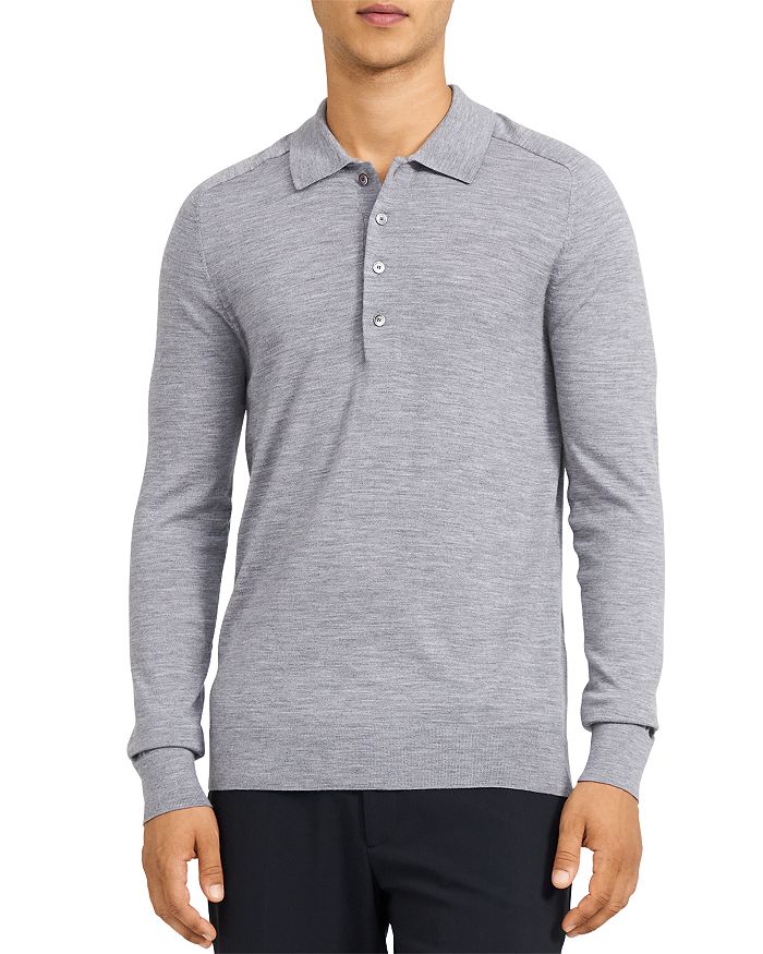 Theory Regal Wool Long Sleeve Polo Shirt | Bloomingdale's