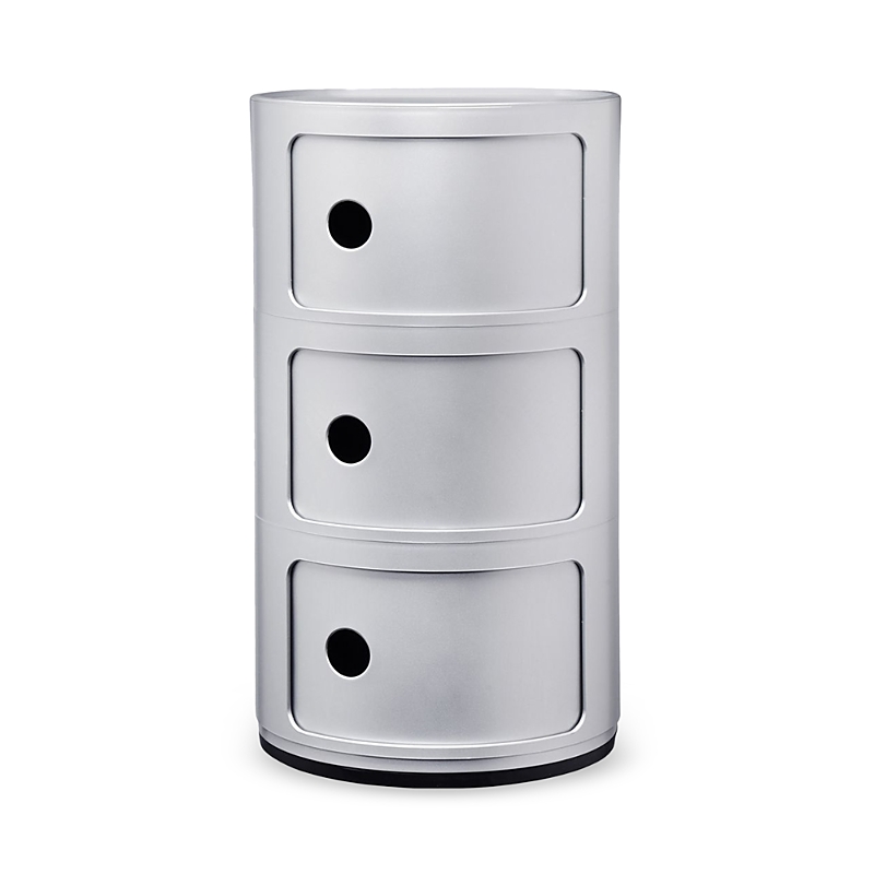 Shop Kartell Componibili Colors 3 Tier Storage Tower In Silver