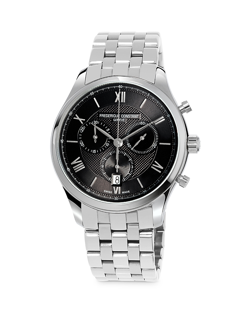 Frederique Constant Men's Swiss Stainless Steel Bracelet Watch 40mm In Black/silver