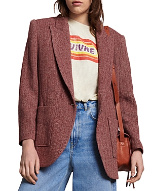 Ba&sh Ba & Sh Herringbone Blazer In Bordeaux