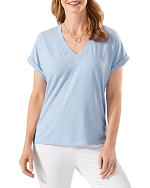 Tommy Bahama Kauai Jersey Women's V-neck Tee In Light Sky Heather