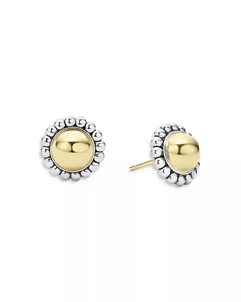 Lagos 18K Yellow Gold & Sterling Silver High Bar Framed Stud Earrings