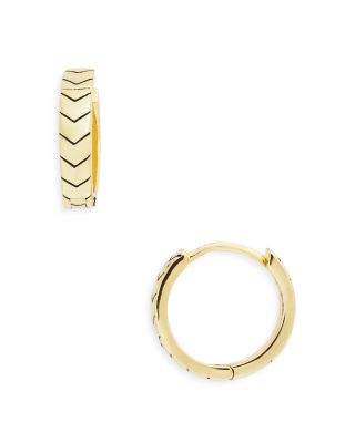 Argento Vivo - Chevron Huggie Hoop Earrings in 14K Gold Plated Sterling Silver