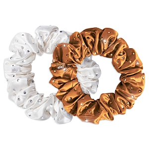 Slip Stardust Crystal-embellished Large Silk Scrunchie Set Of Two In Star Dust