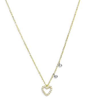 14K Yellow Gold Diamond Heart Pendant Necklace, 18