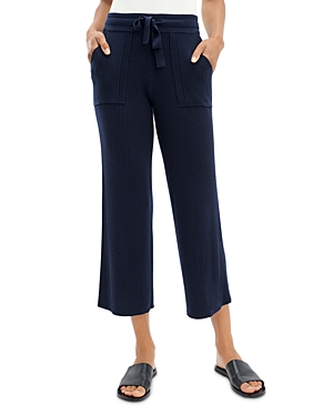 Splendid Georgie Rib Wide Leg Crop Pants In Navy