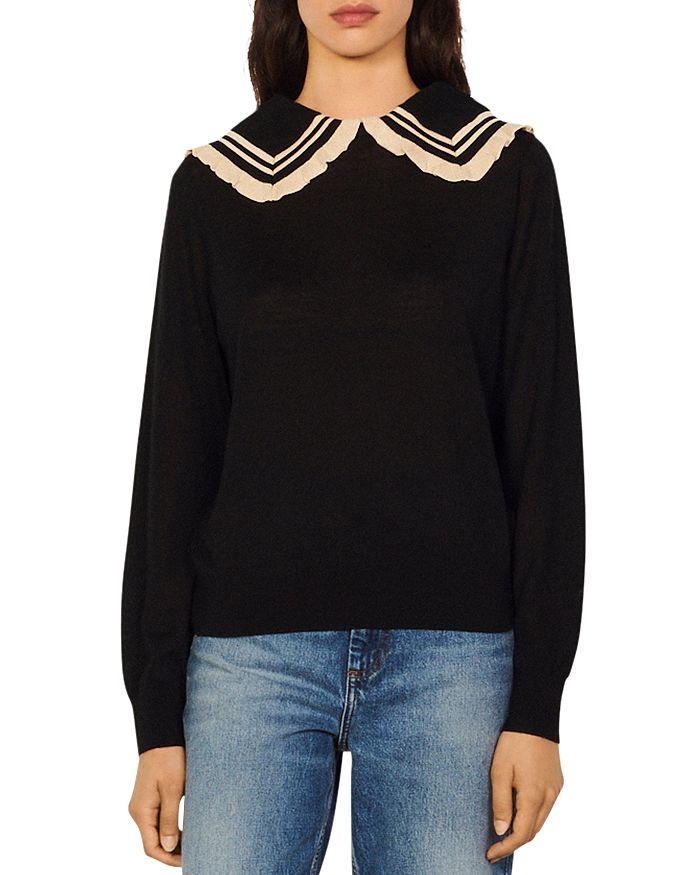 Sandro Ruffled Collar Sweater | Bloomingdale's