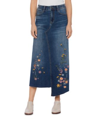 Billy T - Embroidered Denim Asymmetric Skirt