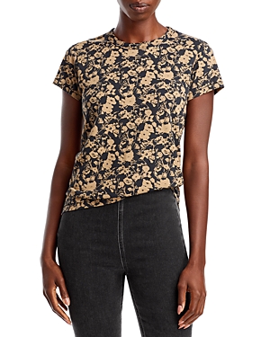 Rag & Bone Poppy Print Organic Cotton Top In Camel Multi