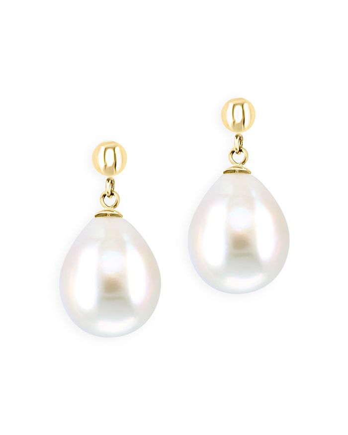 Bloomingdale's Freshwater Pearl Drop Earring Collection In 14k Yellow Gold- 100% Exclusive In White/gold