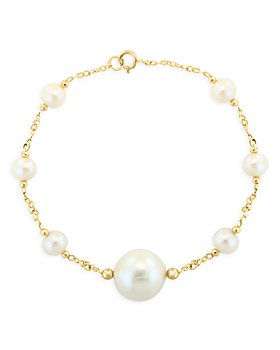 Bloomingdale's - Cultured Freshwater Pearl Chain Link Bracelet in 14K Yellow Gold - 100% Exclusive