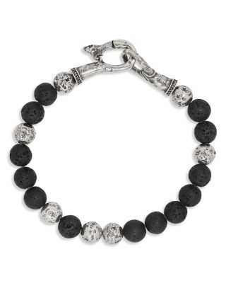 John Varvatos - Men's Sterling Silver Mercer Lava Bead Bracelet
