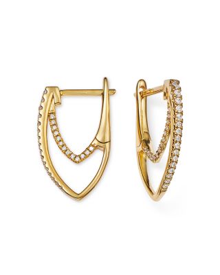 Bloomingdale's Fine Collection - Diamond Hoop Earrings in 14K Yellow Gold, 0.25 tcw