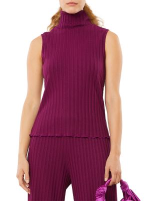 pink sleeveless turtleneck