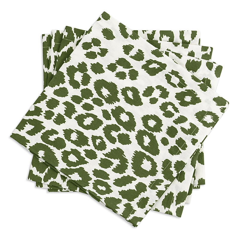 Matouk Iconic Leopard Napkins, Set Of 4 In Green