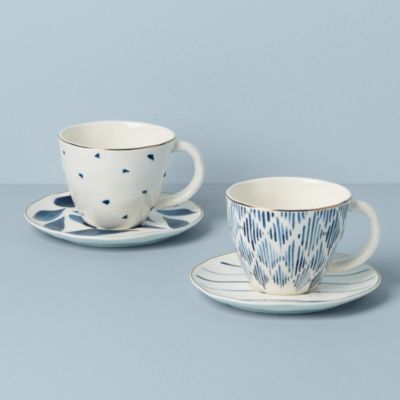 Blue Bay 4 Piece Teacup &amp; Saucer Set