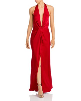 fitted lace wedding dress Cute Red Satin Halter Mini Dress - All Dresses main image 0