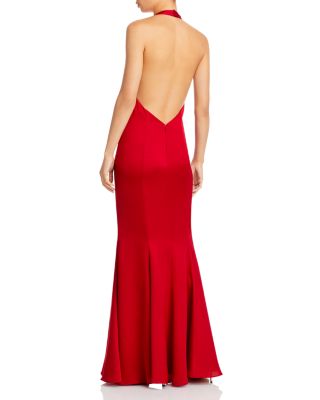 white christmas dresses Miss Circle Women Ivona Red Halter Neck Double Duchess Satin Gown main image 1