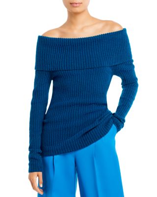 Sergio Hudson - Off the Shoulder Rib Knit Sweater