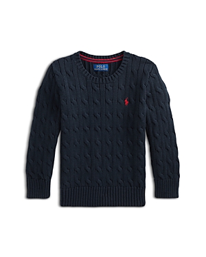 Ralph Lauren Polo  Boys' Cable Knit Cotton Sweater - Little Kid In Black
