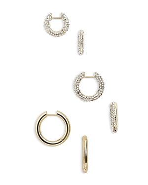 Baublebar Lucy Pave Huggie Hoop Earrings, Set Of 3 In Gold