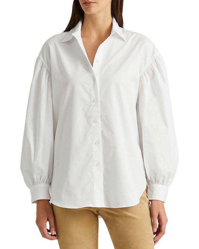 Ralph Lauren Broadcloth Blouson Sleeve Shirt | Bloomingdale's