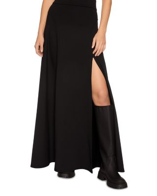 high waisted maxi skirt black